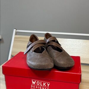 Wolky Textured Brown  Mary Jane Shoes 41